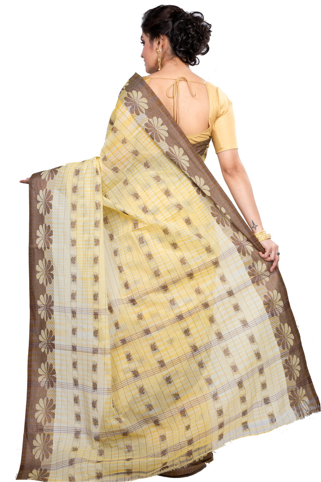 Brown Pure Cotton KotkiTat Tant Saree (889)